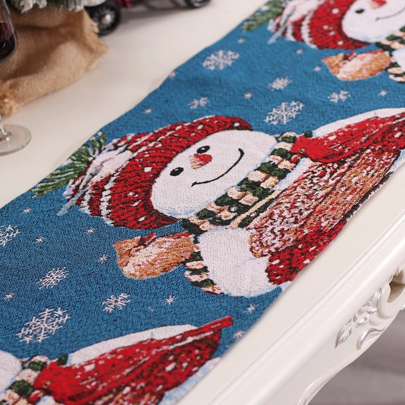 Festive Christmas Tree and Snowman Party Tablecloth for Holiday Decor|Home & Kitchen Decorations