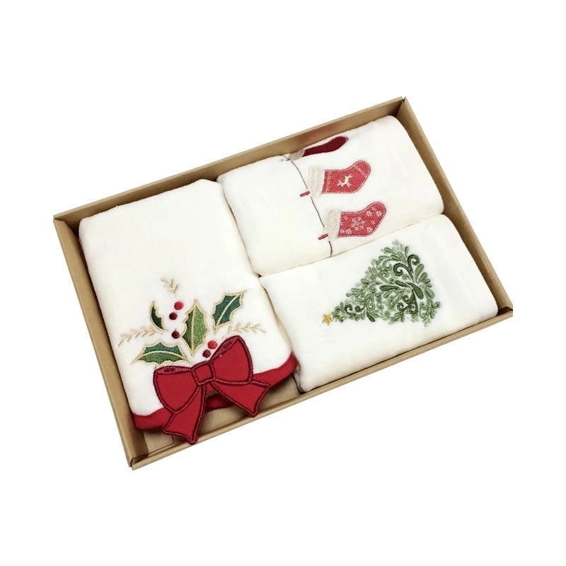 Christmas Tree Bow Knot Cotton Towel Soft Holiday Hand Towel | Home & Living Towels