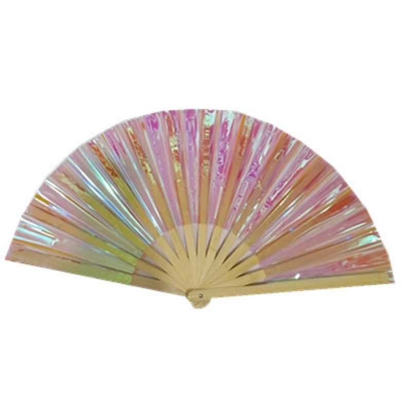 10-inch Solid Color Bamboo Folding Fan with Laser Pattern | Fashion Accessories Fan