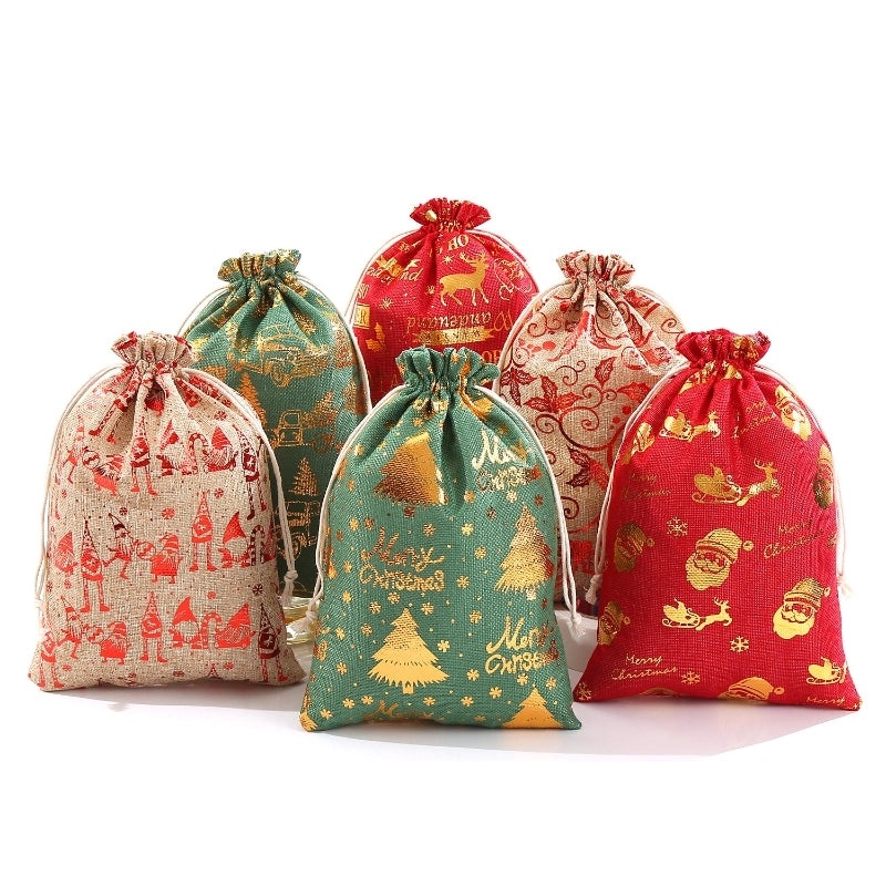 Christmas Tree Santa Claus Snowflake Gift Bags Festive Cloth Wrapping Supplies for Daily Holiday Use|Gift Wrapping Supplies