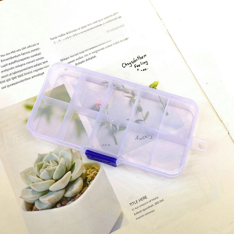 10-Compartment Transparent Plastic Storage Box Removable Dividers for Jewelry Beads Electronics Buttons|Storage & Organization