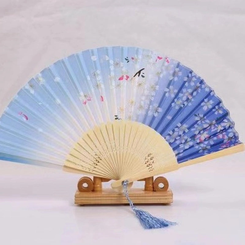 Elegant Chinoiserie Floral Bamboo Fans with Classic Heating Design | Home Decor Fans