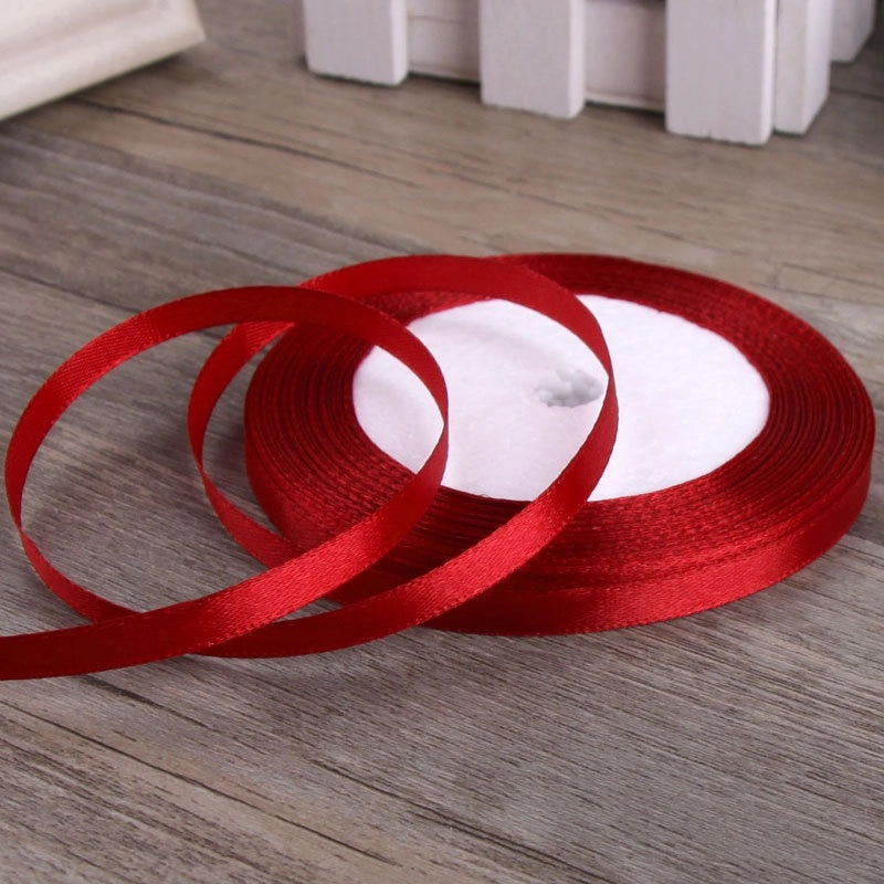 6mm Red Fabric Ribbon with Gold Edge for Hair Accessories and Packaging|Hair Accessories and Packaging Supplies