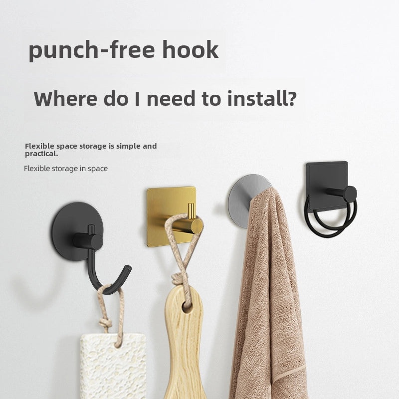 Punch-Free 304 Stainless Steel Adhesive Hook for Kitchen Bathroom Coat Towel Organizer|Home & Kitchen Storage Hooks