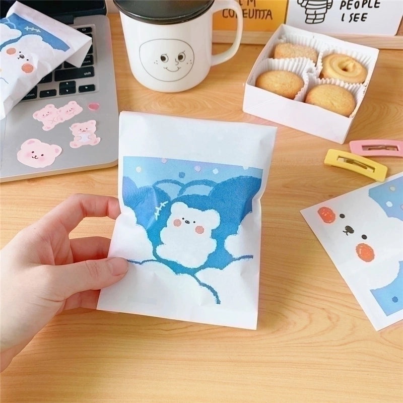 Adorable Minimalist Cloud Bear Paper Storage Bag Cute Mini Paper Bag for Organization|Home Storage & Organization
