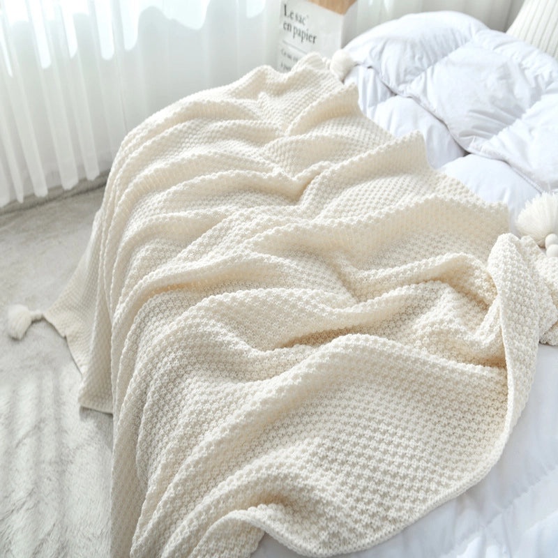 Cozy Solid Color Acrylic Polyester Throw Blanket | Home Textiles & Bedding