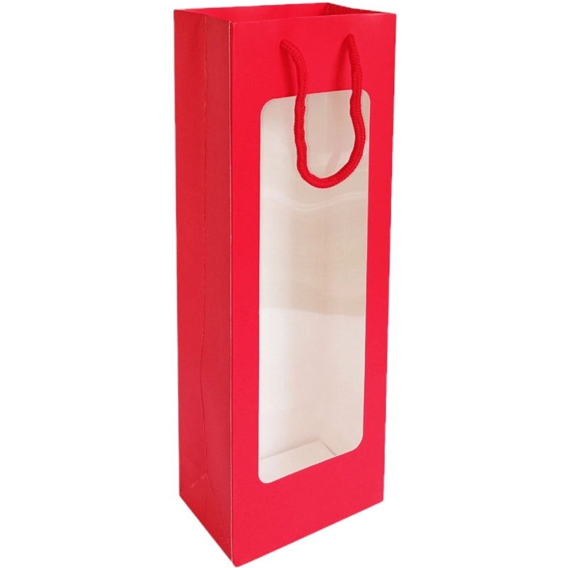 Valentine's Red Wine Gift Bag with Transparent Window|Gift Bags & Packaging