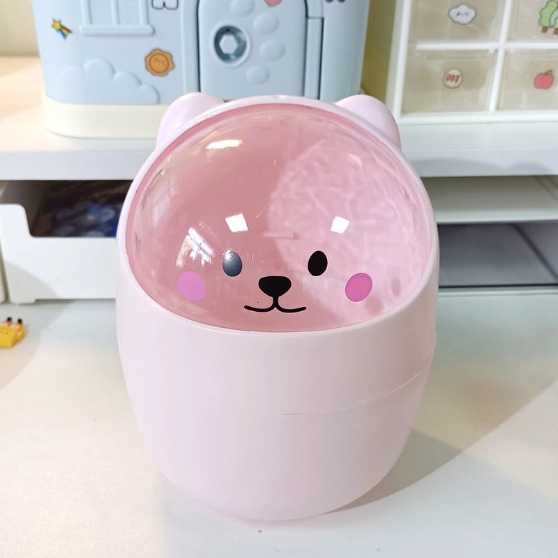 Cute Cartoon Bear Desktop Trash Can Mini Storage Bucket for Dormitory and Home | Home & Living Storage