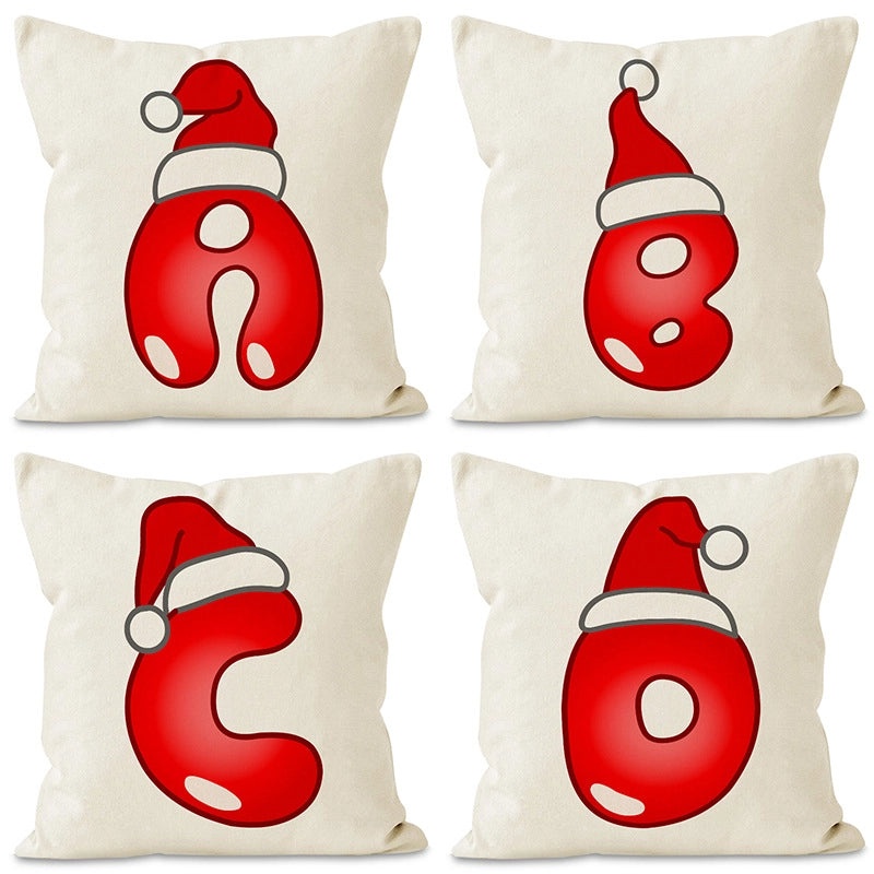Nordic Christmas Pillow Covers Cute Modern Santa Hat Linen Polyester Sofa Cushion Cases|Home Decor Pillows
