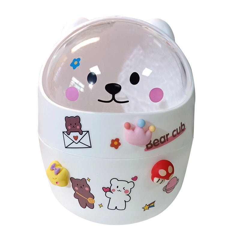 Cute Cartoon Bear Desktop Trash Can Mini Storage Bucket for Dormitory and Home | Home & Living Storage