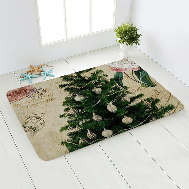 Holiday Santa Snowman Flannel Floor Mat Cozy Christmas Decor|Home & Living/Seasonal Decorations