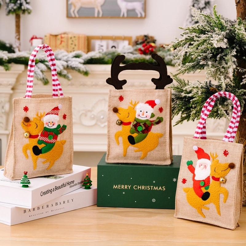 Nordic Christmas Gift Bags with Cute Santa and Elk Design | Holiday Party Supplies
