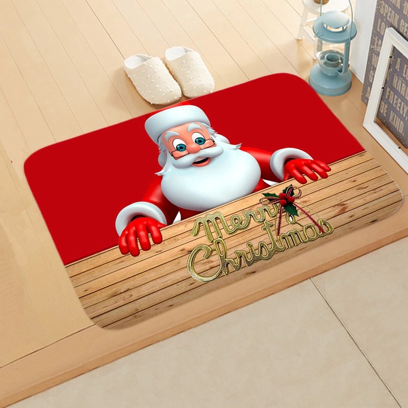 Festive Santa Claus Flannel Floor Mat for Holiday Decor|Home Decor
