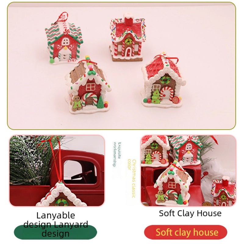 Christmas Soft Clay House Ornament Creative Desktop Decoration Small Holiday Gift Ideas|Home Decor & Seasonal Decorations