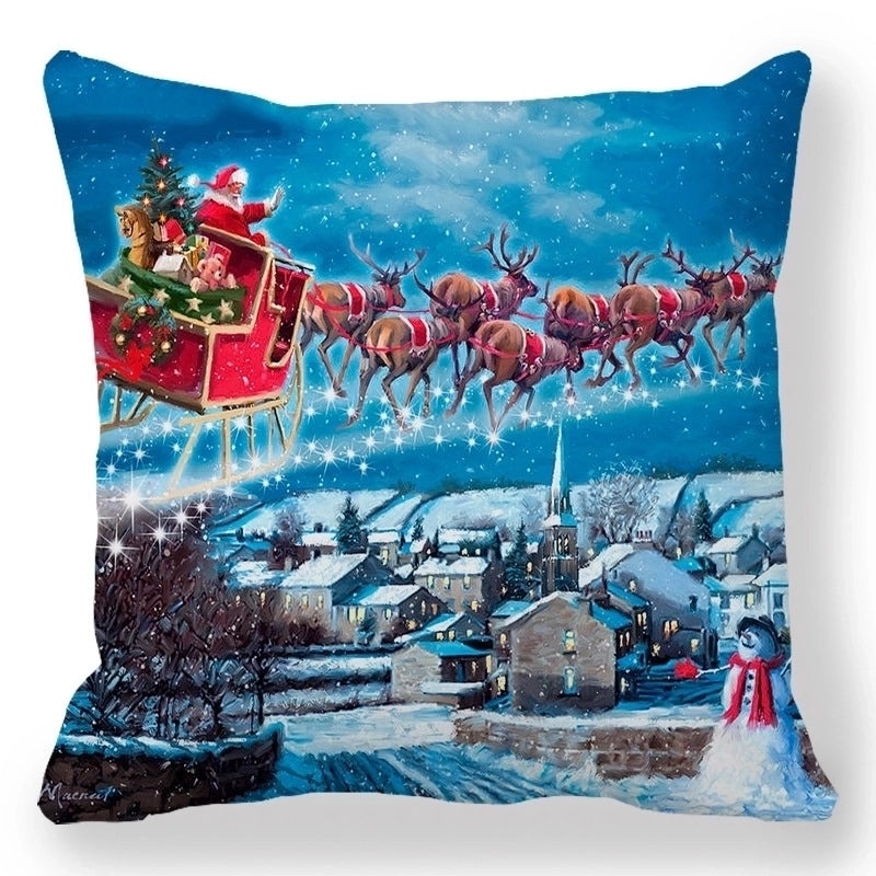 Christmas Holiday Cotton Pillow Covers with Santa Elk Design for Sofa Couch Decor|Home Decor