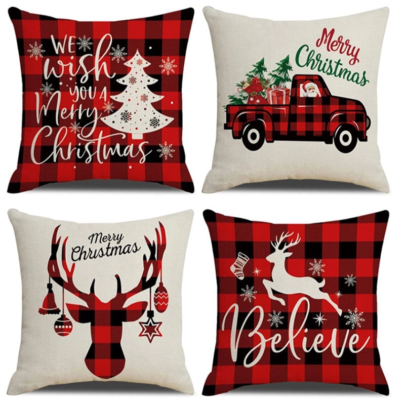 Christmas Geometric Snowflake Cartoon Cushion Cover for Couch Sofa | Home Decor & Cushions