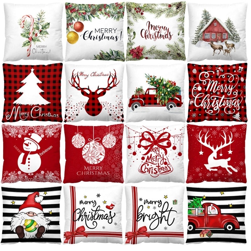 Christmas Plush Pillow Covers with Santa Claus & Christmas Tree Design | Home Decor & Sofa Accessories