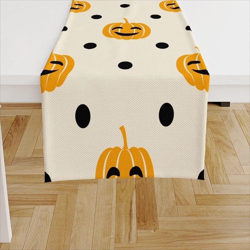 Ethnic Halloween Linen Tablecloth with Color Block Design for Vacation | Home Decor Table Linens