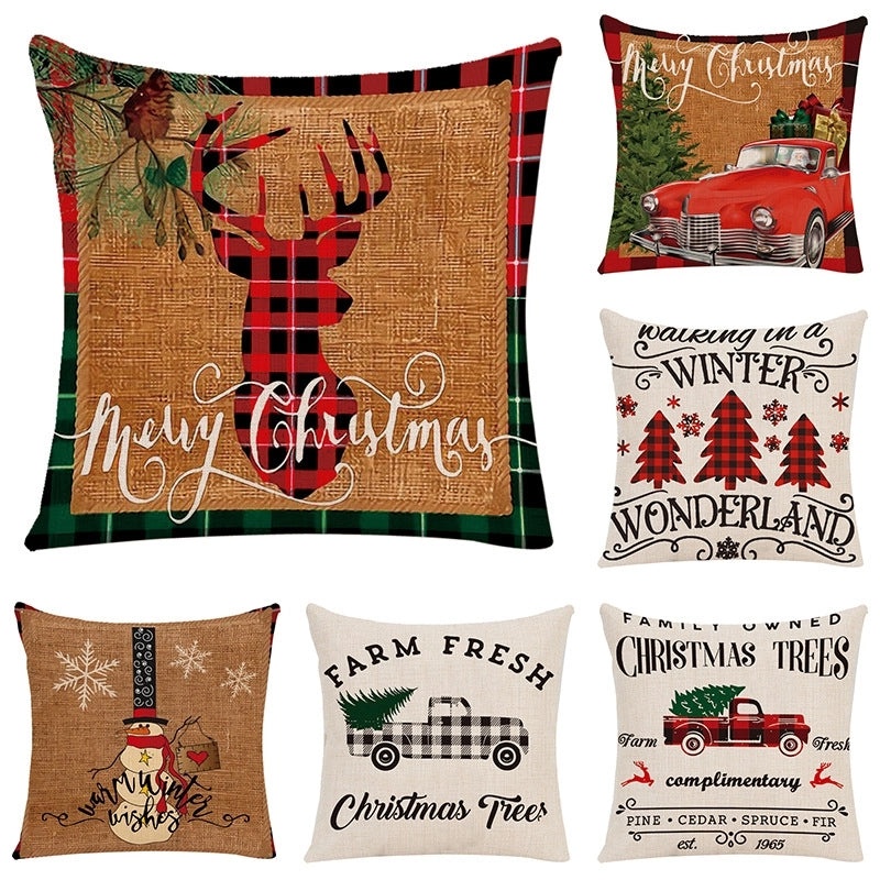 Cozy Letter Snowman and Elk Pattern Chemical Fiber Pillow Covers|Home Decor Pillows