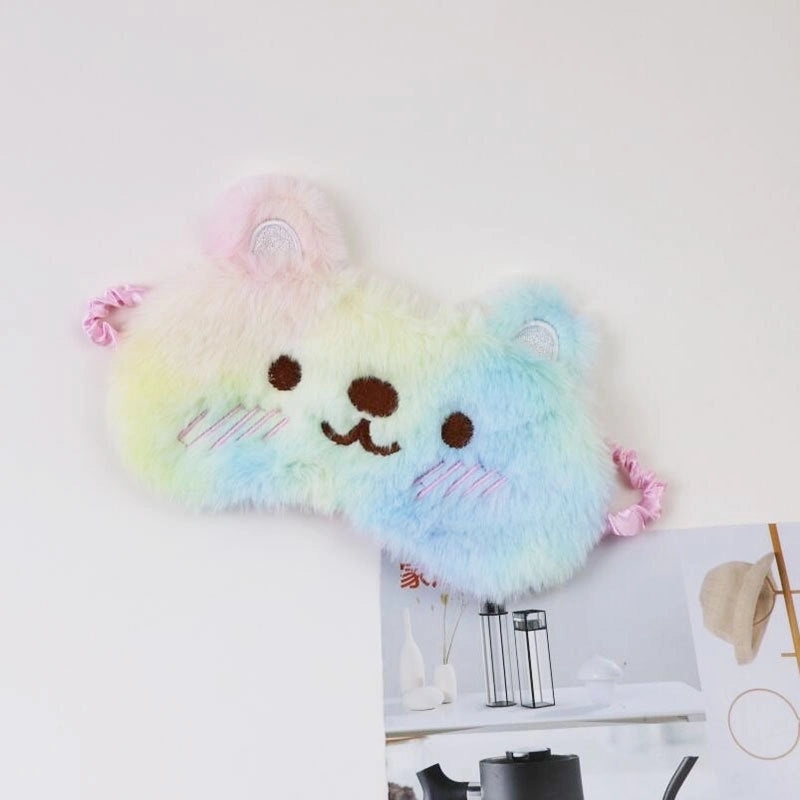 Adorable Cartoon Cotton Plush Satin Sleep Mask | Sleep Accessories