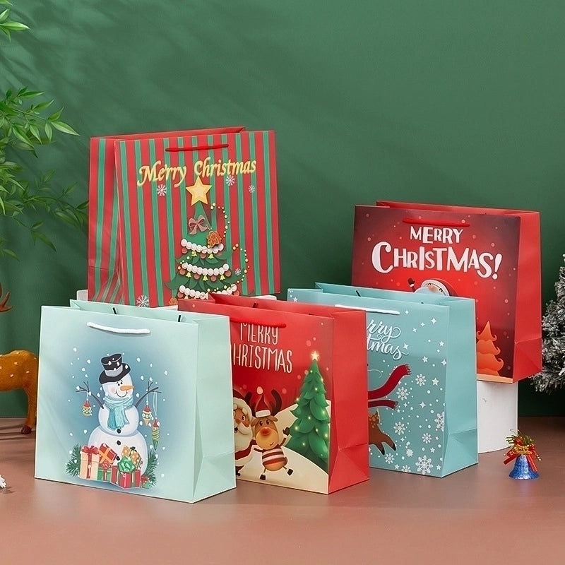 Christmas Cartoon Paper Gift Bags for Party Favors | Holiday Party Supplies
