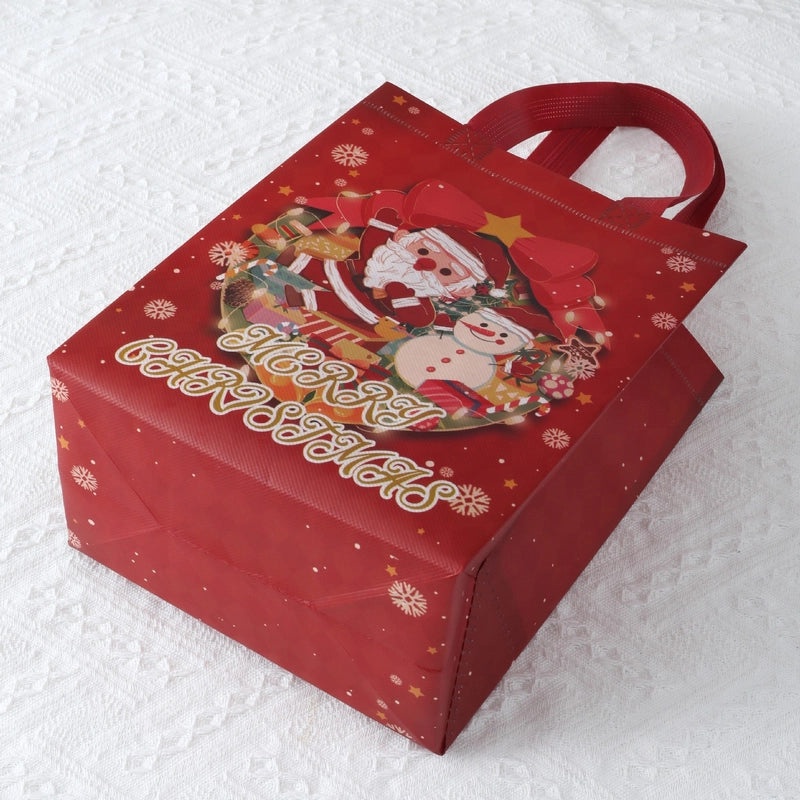 Festive Christmas Tree and Santa Claus Nonwoven Gift Bags for Party Favors|Holiday Party Supplies