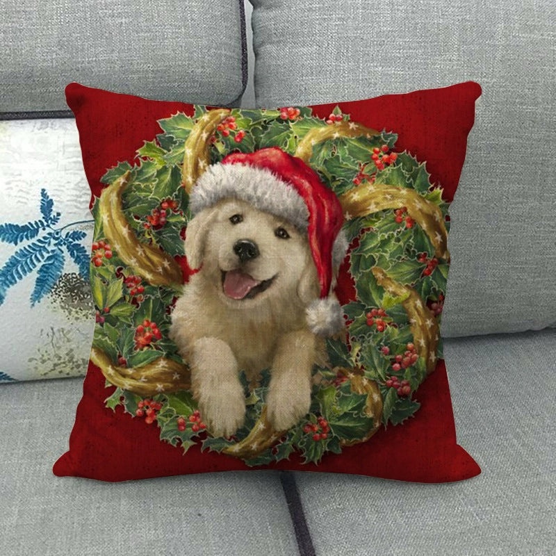 Nordic Modern Classic Christmas Tree Santa Dog Linen Pillow Covers Sofa Couch Decor|Home Decor Pillows