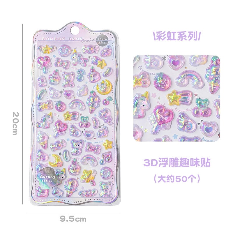 School Graduation Cartoon Epoxy Resin Stickers Set of 2|School Supplies & Stationery