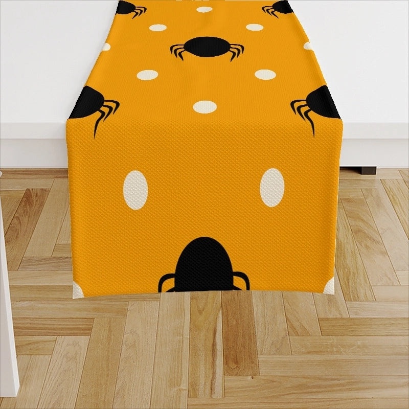 Ethnic Halloween Linen Tablecloth with Color Block Design for Vacation | Home Decor Table Linens