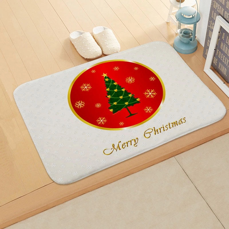 Holiday Santa Snowman Flannel Floor Mat Cozy Christmas Decor|Home & Living/Seasonal Decorations