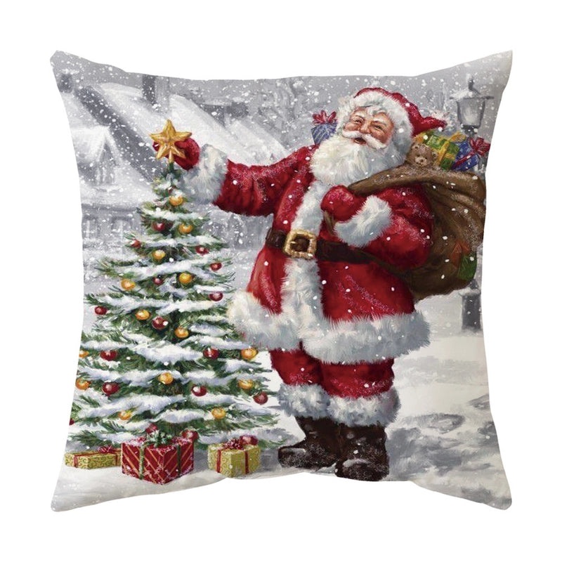 Christmas Tree Santa Elk Holiday Polyester Pillow Covers|Home Decor Pillows
