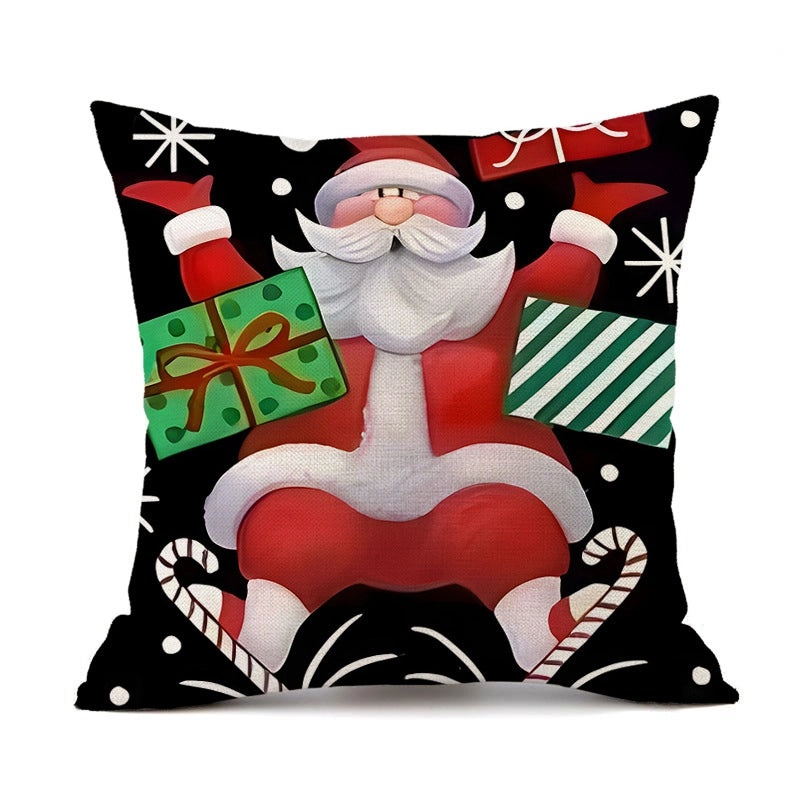 Christmas Linen Santa Claus Pillow Covers for Couch Sofa Decor Cozy Casual Holiday Accents|Home Decor & Pillows
