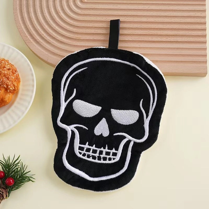 Halloween Cartoon Hanging Hand Towel for Kids Small Tower Skull Bat Design|Home & Kitchen > Bath > Bath Towels