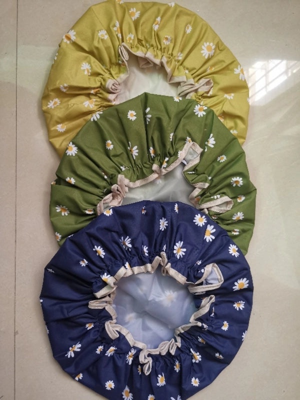 Waterproof Double Layer Shower Cap for Women Cartoon Print Hair Protection PVCPE Material|Women’s Bath & Shower Accessories