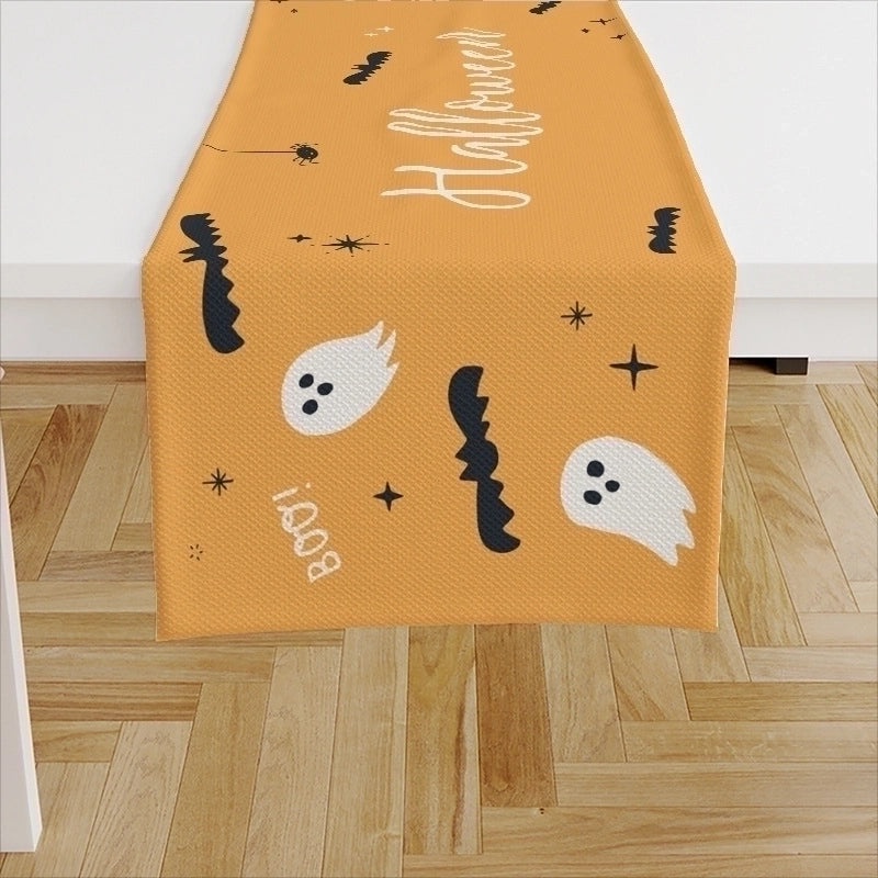 Ethnic Halloween Linen Tablecloth with Color Block Design for Vacation | Home Decor Table Linens