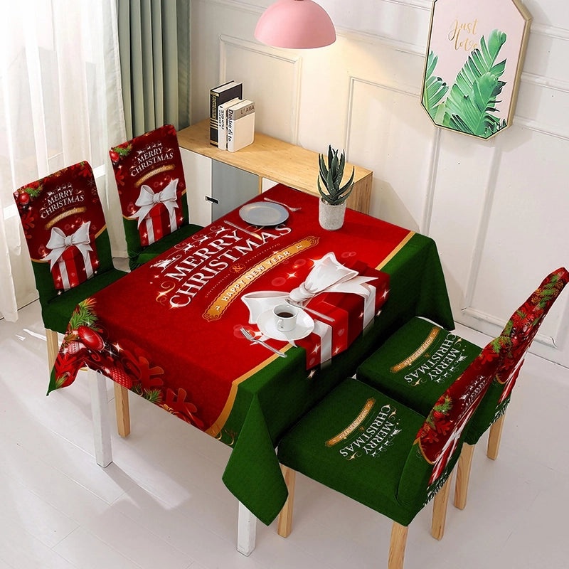 Festive Christmas Snowman Cartoon Blended Fabric Tablecloth and Chair Covers|Home Decor & Party Supplies