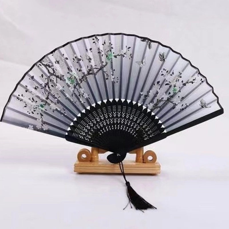 Elegant Chinoiserie Floral Bamboo Fans with Classic Heating Design | Home Decor Fans