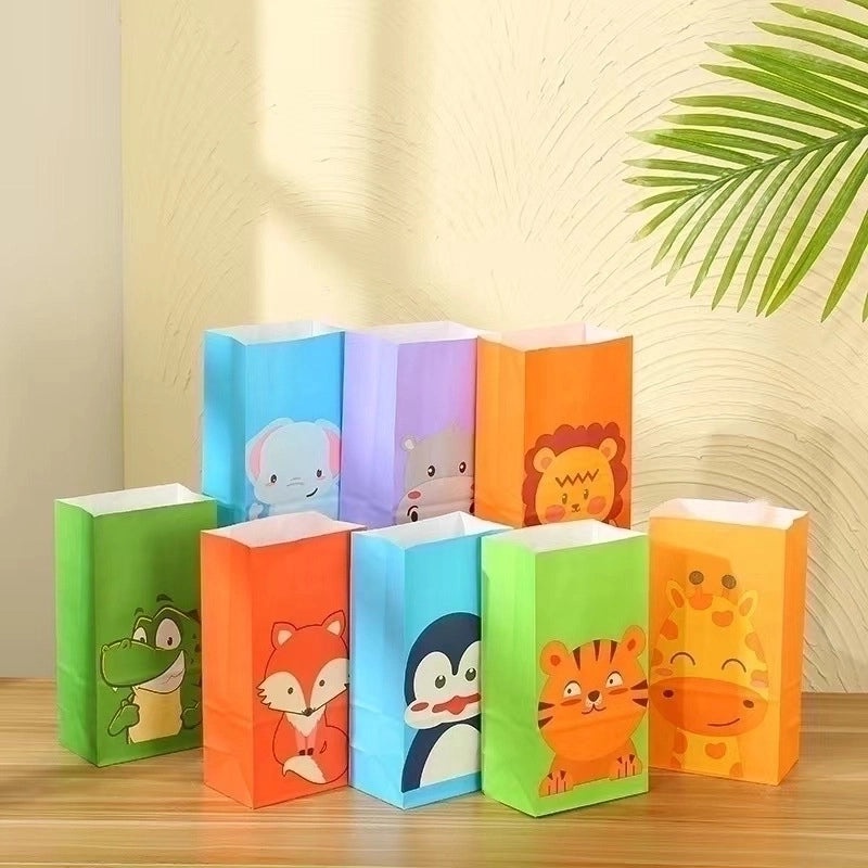 Kids Animal Kraft Paper Gift Bags for Children's Day Party|Party Supplies & Gift Bags