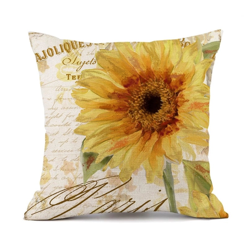 Rustic Sunflower Linen Pillow Covers|Home Decor Pillows