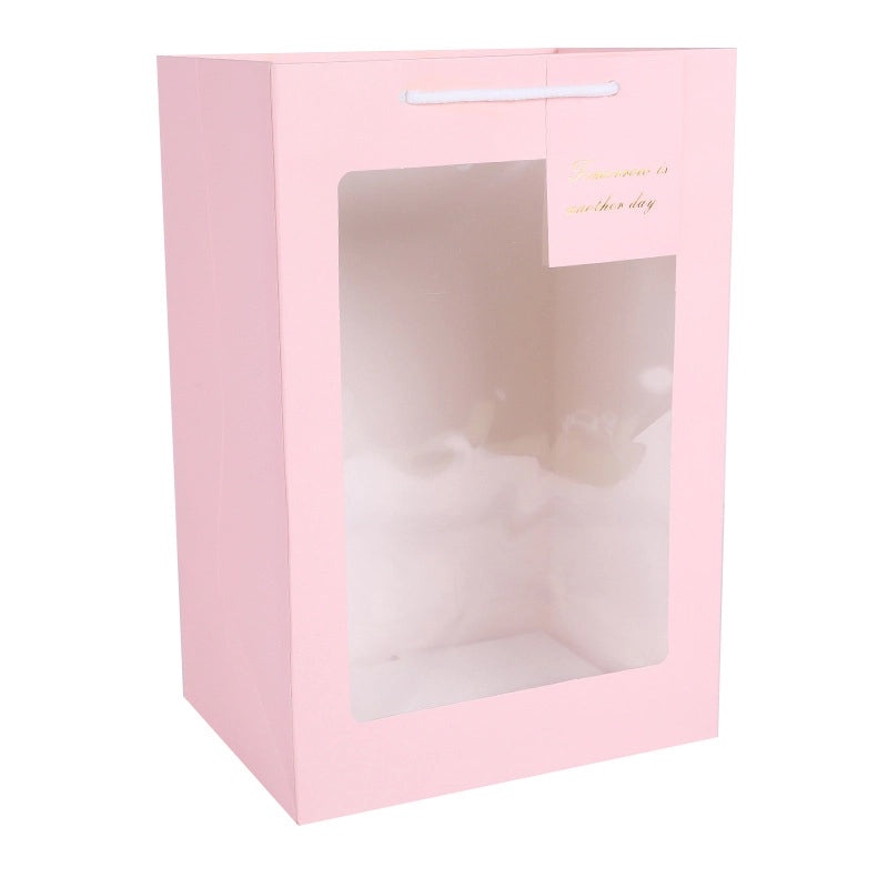Transparent Floral Gift Bag with Window Handheld Party Favor Packaging|Gift Bags & Packaging