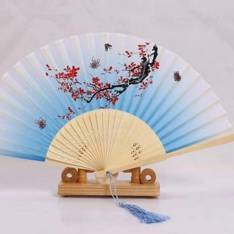 Elegant Chinoiserie Floral Bamboo Fans with Classic Heating Design | Home Decor Fans