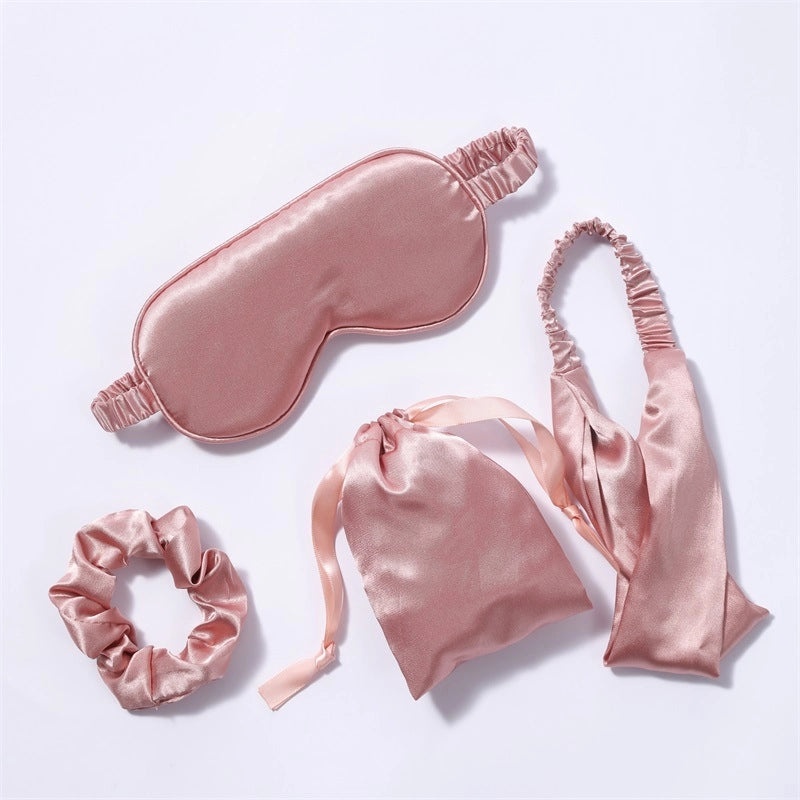 Silk Eye Mask Set with Hair Bands and Travel Bag | Beauty Accessories
