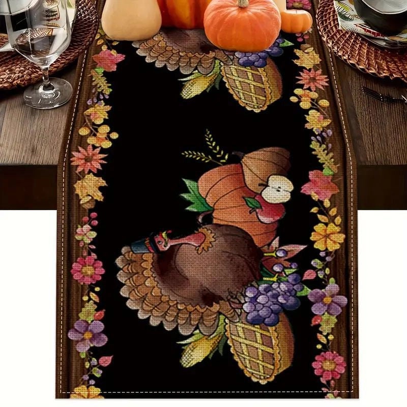 Halloween Pumpkin Lattice Table Runner Polyester Decorative Accent|Home Decor Table Linens