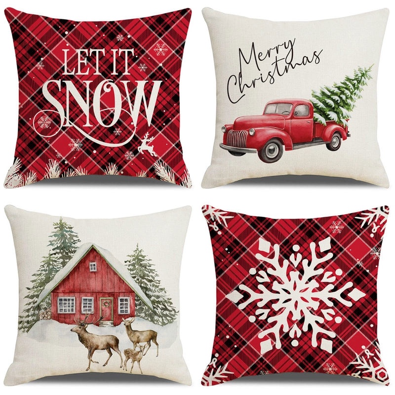 Christmas Holiday Pillow Cover Set for Sofa Home Decor|Home Decor & Living Room Accessories