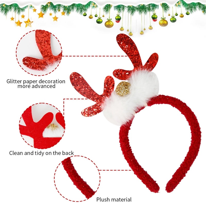 Festive Reindeer Antler Headband for Christmas Party Accessories|Holiday Hair Accessories
