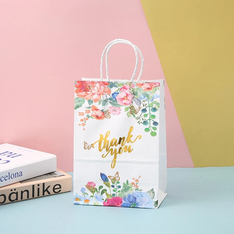 Foil Flower Kraft Paper Handheld Gift Bag|Gift Bags & Packaging