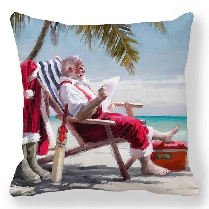 Christmas Holiday Cotton Pillow Covers with Santa Elk Design for Sofa Couch Decor|Home Decor