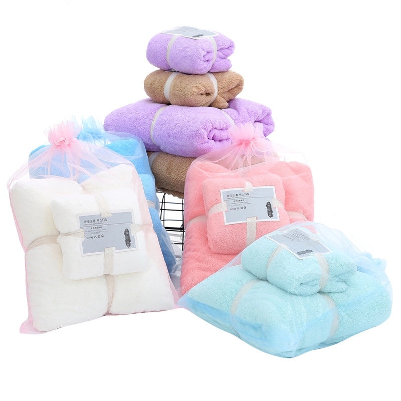 Soft Absorbent Adult & Baby Bath Towels Non-Cotton Coral Fleece Set for Boys and Girls|Home & Bath Textiles