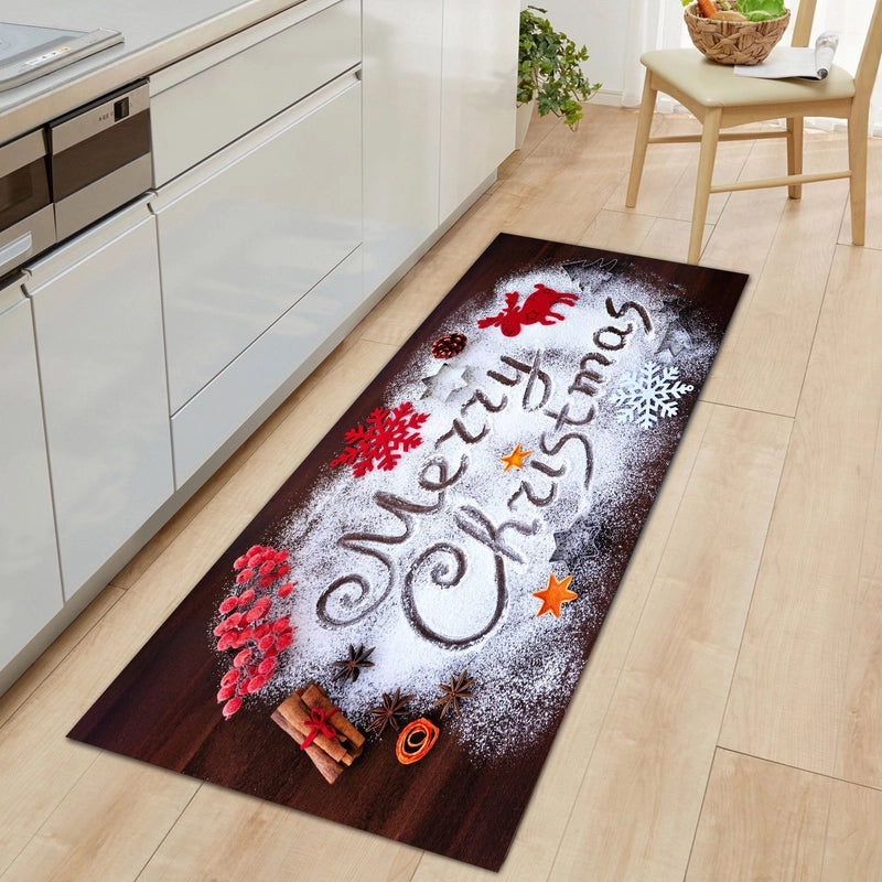Festive Christmas Tree Santa Snowman Flannel Floor Mat Cozy Holiday Bedding|Home Decor
