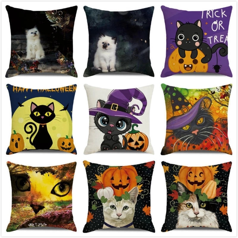 Halloween Cartoon Letter Dog Cat Plush Pillow Cushion for Couch Sofa|Home Decor